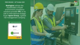 BOXINGTON COMPLETES SALE OF BUILT ENVIRONMENT COMPLIANCE SOLUTIONS PROVIDER PPL
