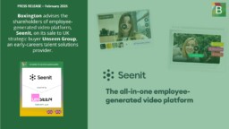 BOXINGTON COMPLETES SALE OF SEENIT TO UNSEEN GROUP